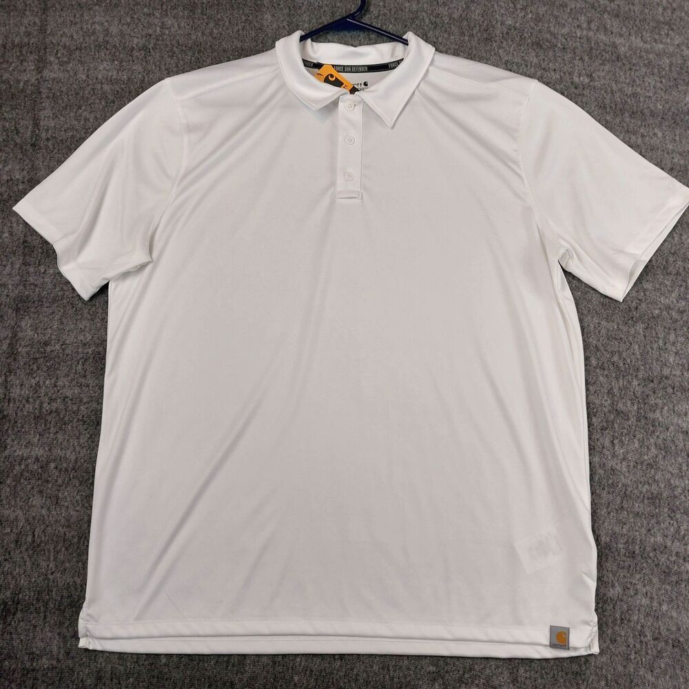 Carhartt Force Sun Defender Polo Shirt Men’s White XL Short Sleeve Logo NWT